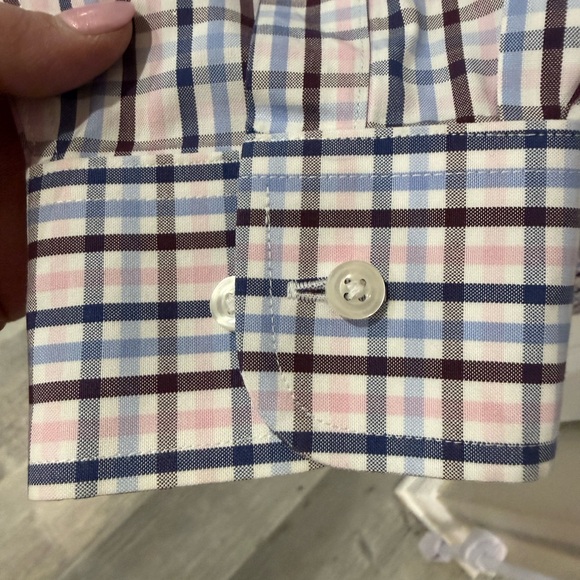 Gold Label Roundtree & Yorke Multicolor Plaid Casual Shirt 17-1/2 36/37 - Picture 5 of 6